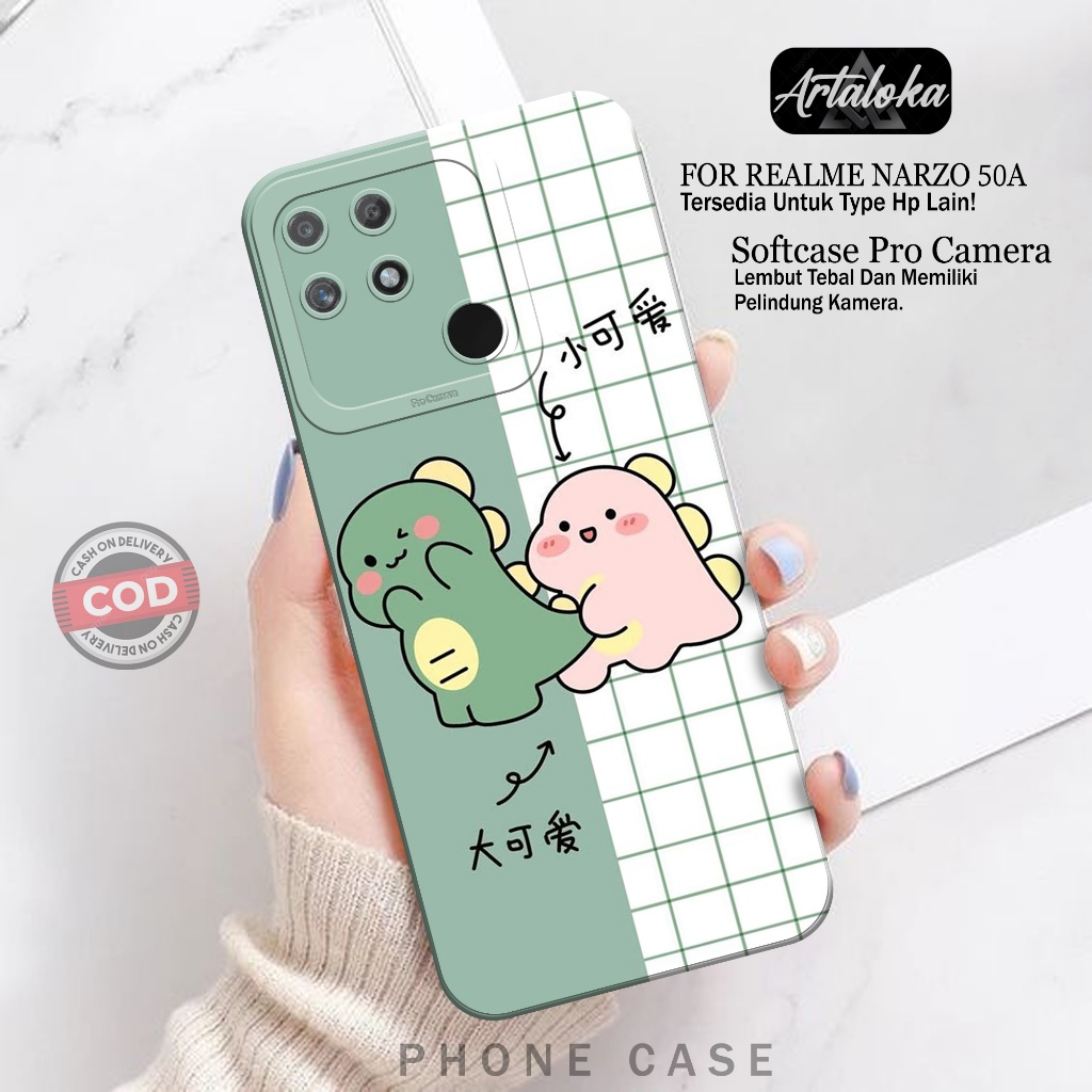 Softcase Hp Realme Narzo 50A Fashion Case Kartun Case Realme Narzo 50A Silikon TPU Pro Camera Casing