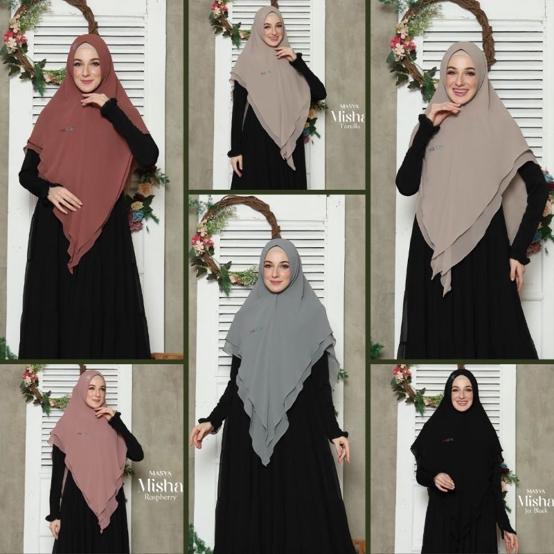 Jibab Hijab Khimar Kerudung Swarovski Syari Ceruty Ceruti Babydoll 2 Layer  Soft Pet Instant Premium
