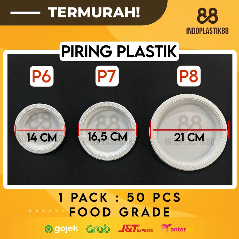 Piring Plastik Putih P6, P7, P9 / Piring Sekali Pakai