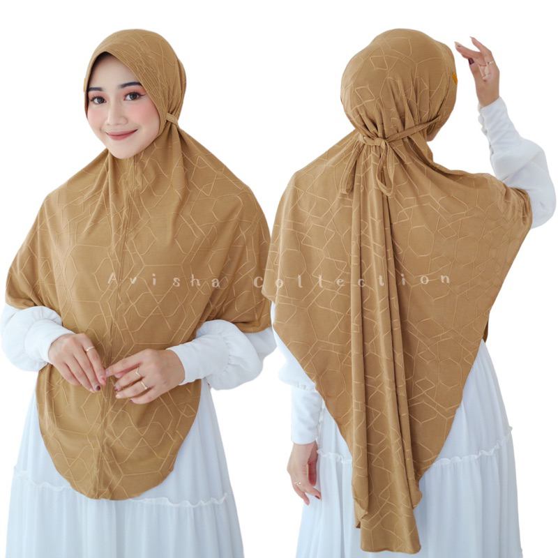 Jilbab Jumbo Syari Bergo Pet Matt Jersey Jaguar Motif 3D Super Premium/Hijab Instan Syari Bergo Pet 