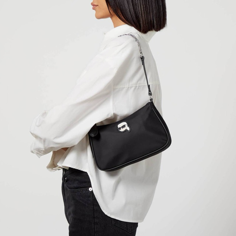 Karl Lagerfeld K/Ikonik 2.0 Small Nylon Chain Zip Shoulder Bag