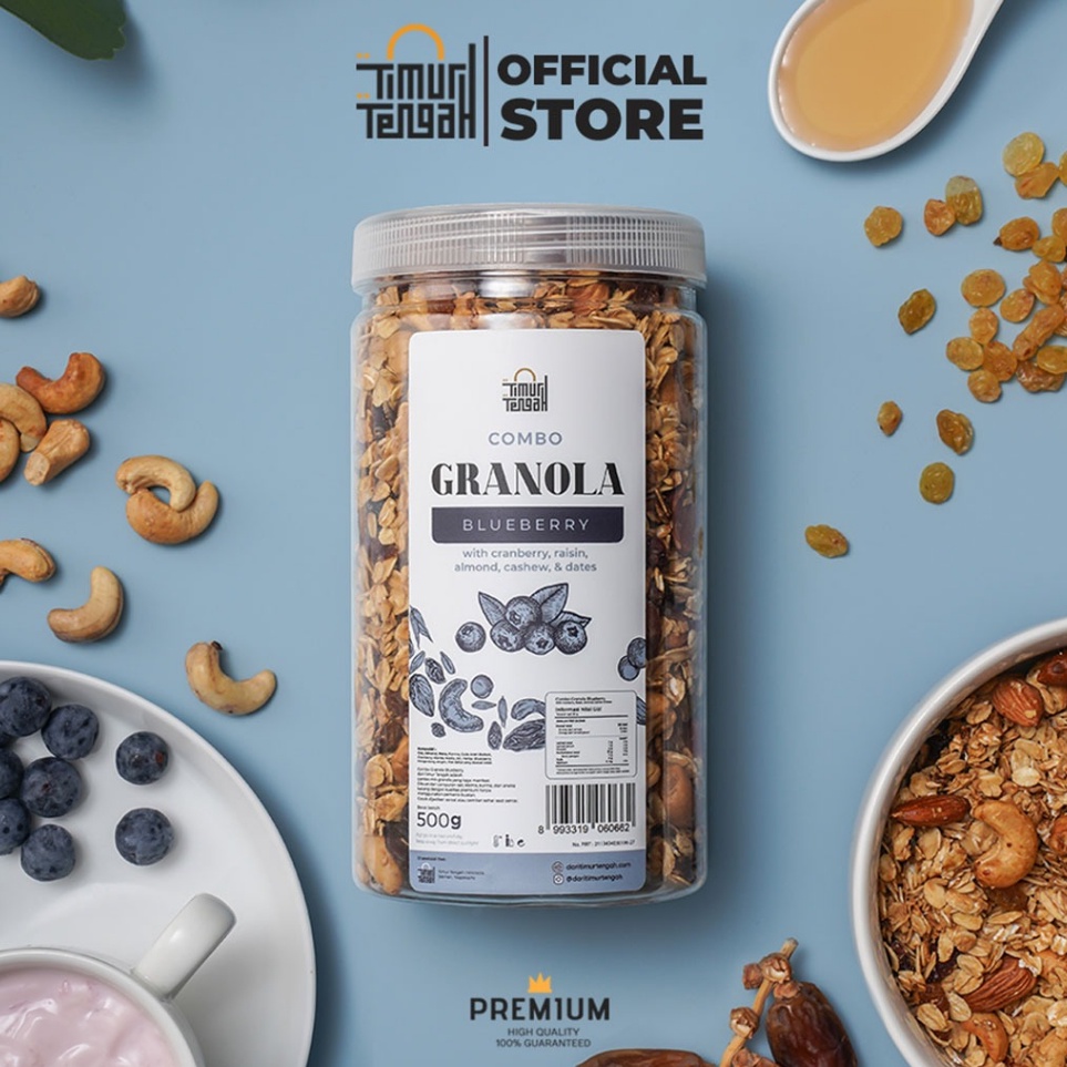 

Model Terkini Timur Tengah Granola Blueberry 500 gr Sereal Makanan Sehat