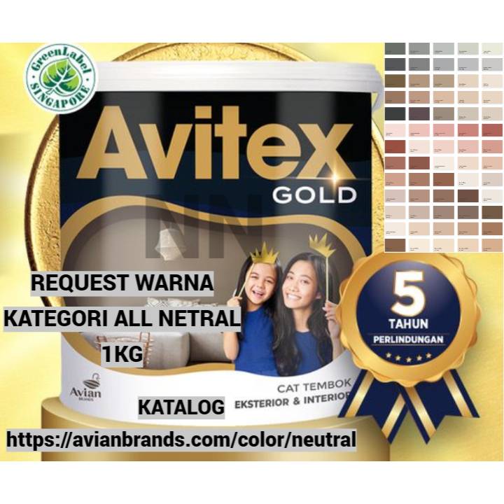 CAT TEMBOK AVITEX 1KG WARNA ABU ABU COKELAT COKLAT AVITEX GOLD CAT DINDING CAT EXTERIOR