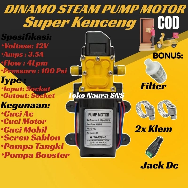 Dinamo pompa Dc 12 volt Pompa Air Alat cuci motor mobil AC