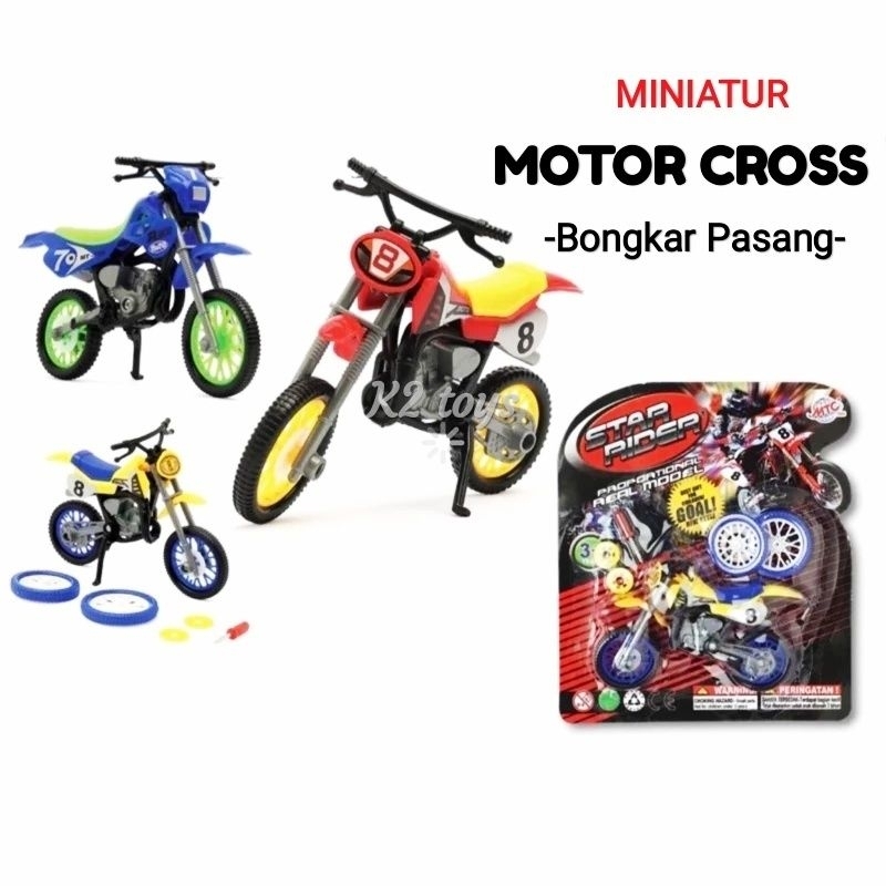 Mainan anak motor trail Motor cross kecil lengkap bonus dua roda obeng dan gearbox MC-323