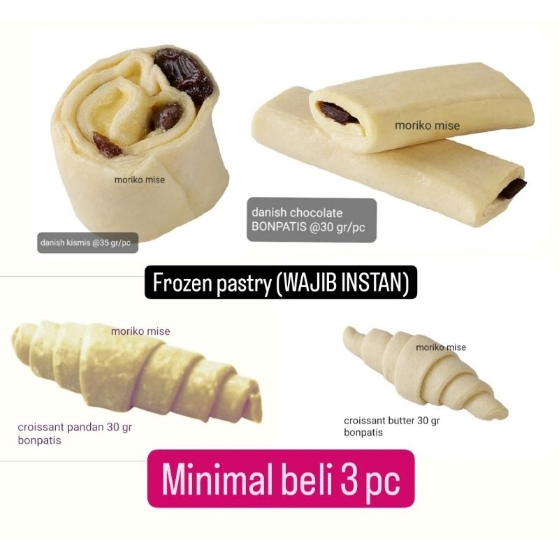 

[ minimal 3 BIJI ] BONPATIS choco danish cokelat 30 gr / 35 gr kismis raisin danish pastry frozen bread / croissant butter 30 gr / croissant panda puff pastry 30 gr roti puff pastry croissant