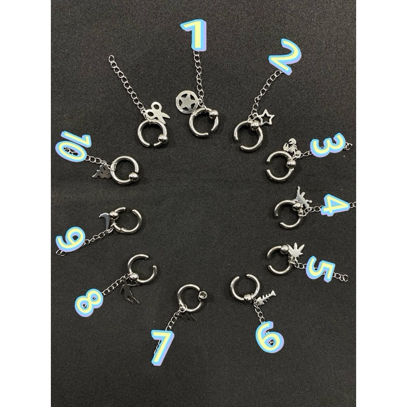 ANTING TITANIUM HOOP MODEL KOREA RANTAI JEPIT TANPA  TINDIK PRIA WANITA harga 1biji/1kuping