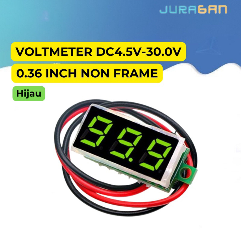 VOLTMETER MINI DIGITAL VOLTMETER HIJAU DC 0.36 INCH INDIKATOR AKI