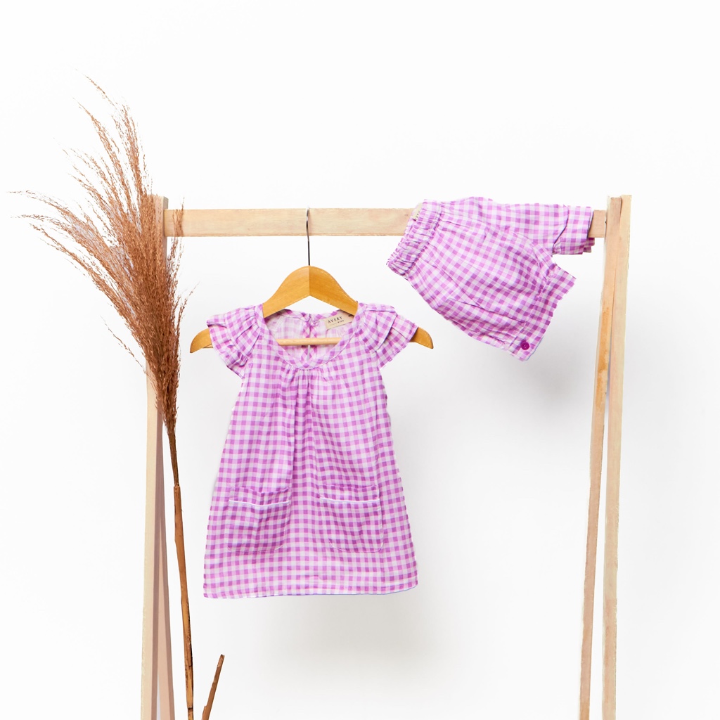 AVERYKIDS - Gladys Set In Lavender - setelan anak perempuan - setelan lebaran anak perempuan