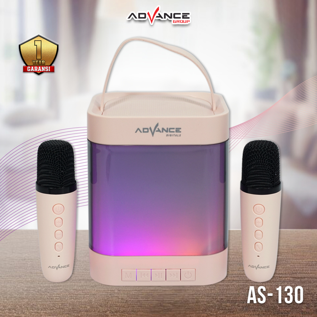 	 Advance AS130 Speaker LED Bluetooth Mini Portable Bisa Karaoke ukuran 9inch With 2 Set Microphone Wireless Garansi Resmi 1 Tahun	
