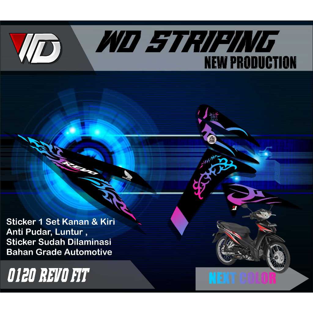Stiker Striping revo motor honda revo fit list variasi batik keren (0120)
