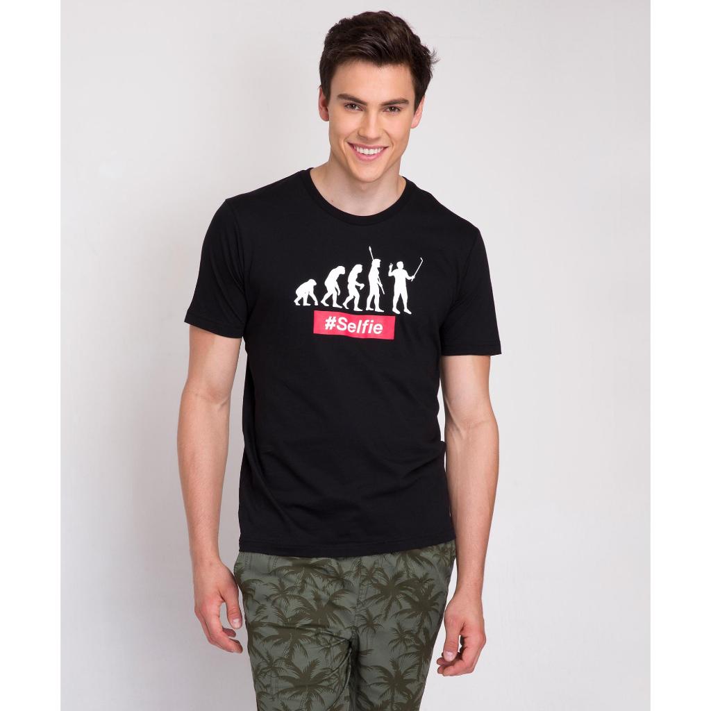 Bossini Tshirt / kaos dewasa Cowok Selfie Black (010864150 COL 99)