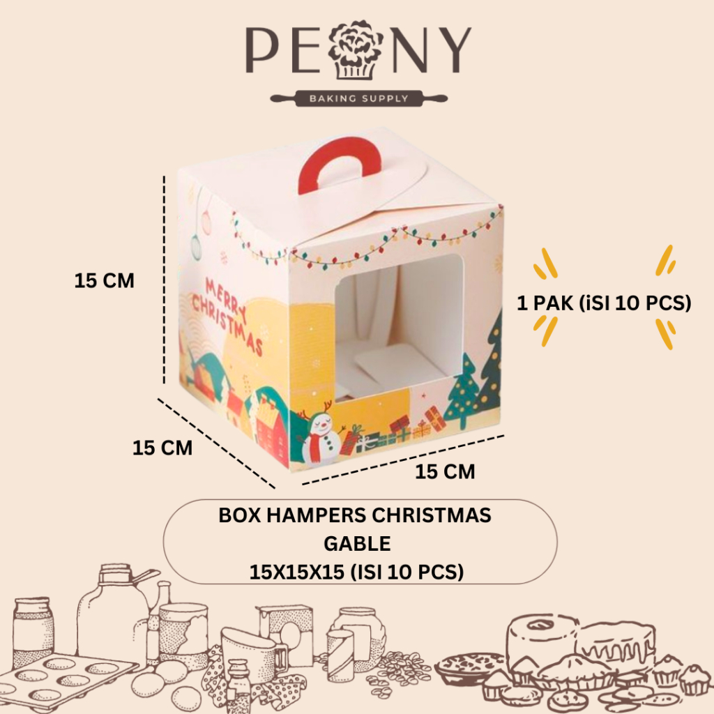 

CHRISTMAS HAMPERS GABLE BOX 15X15X15 (ISI 10 PCS)/ PACKAGING NATAL/ BOX NATAL/ HAMPERS NATAL