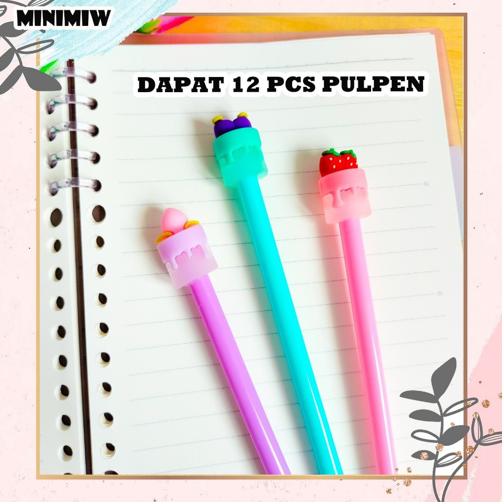 

SELUSIN (12 PCS) PULPEN KUE BUAH PGK-1073 PEN TINTA GEL BOLPOIN SOUVENIR ANAK SUVENIR KADO PORTABLE MURAH TERMURAH COD