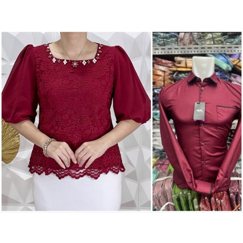 Atasan wanita blus EVE semi kebaya bahan brokat semi prancis ful furing warna teracotta,sage xl-xxxl