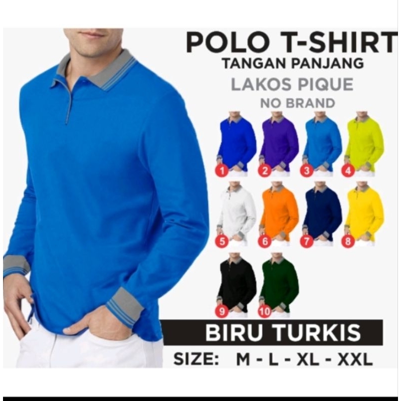 Kaos Kerah Kombinasi Abu/Kaos Kerah Lengan Panjang/Kaos Kerah Seragam Pria