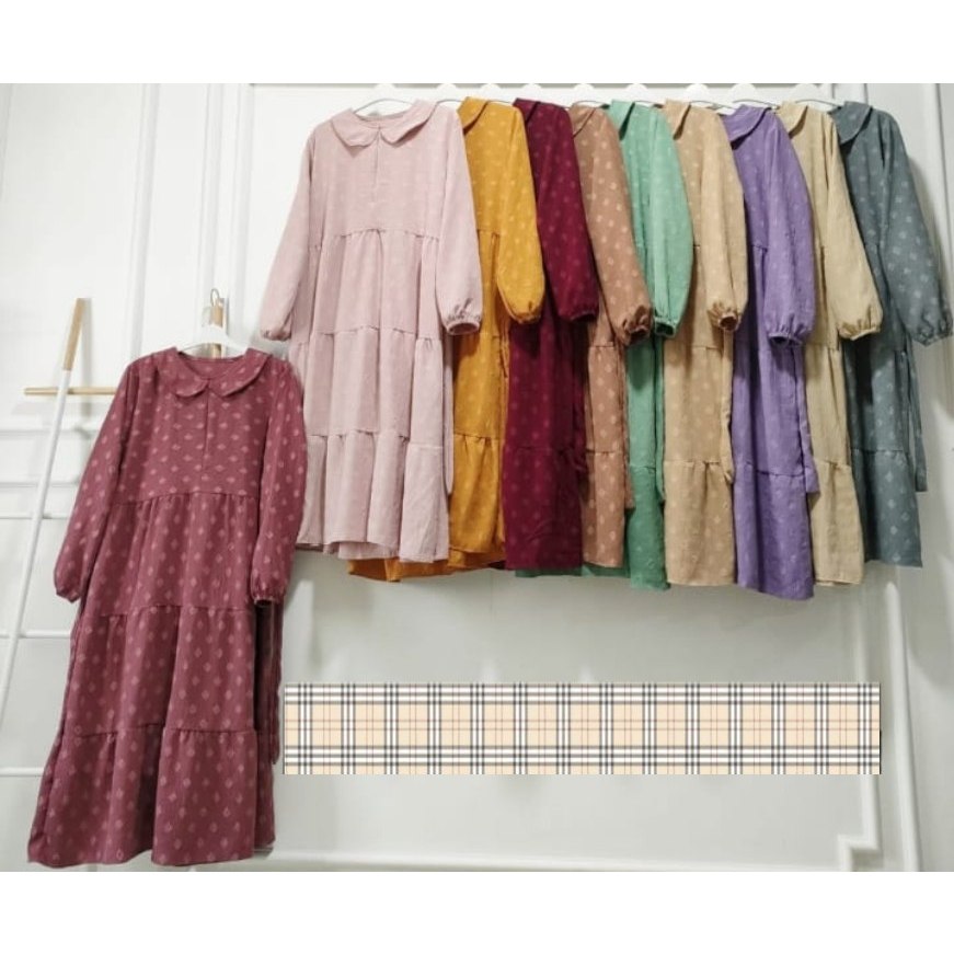 Long Tunik Premium / Midi Cloud Dress Pom / Midi Dress Embos crinkle / Baju Atasan Wanita Modern