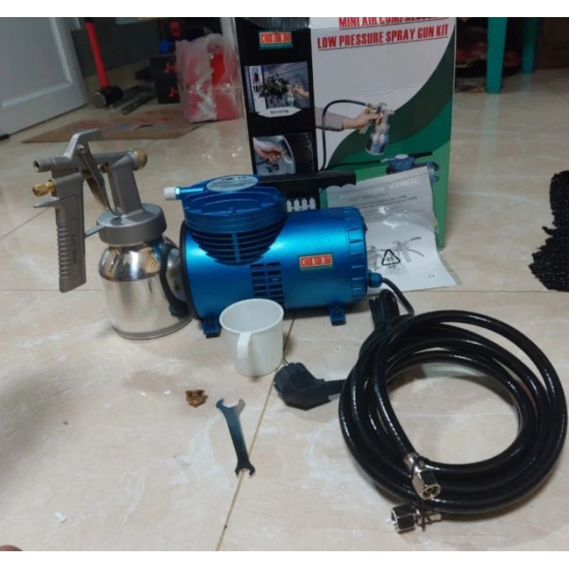 mini compressor plus spray gun kit alat seprot cat