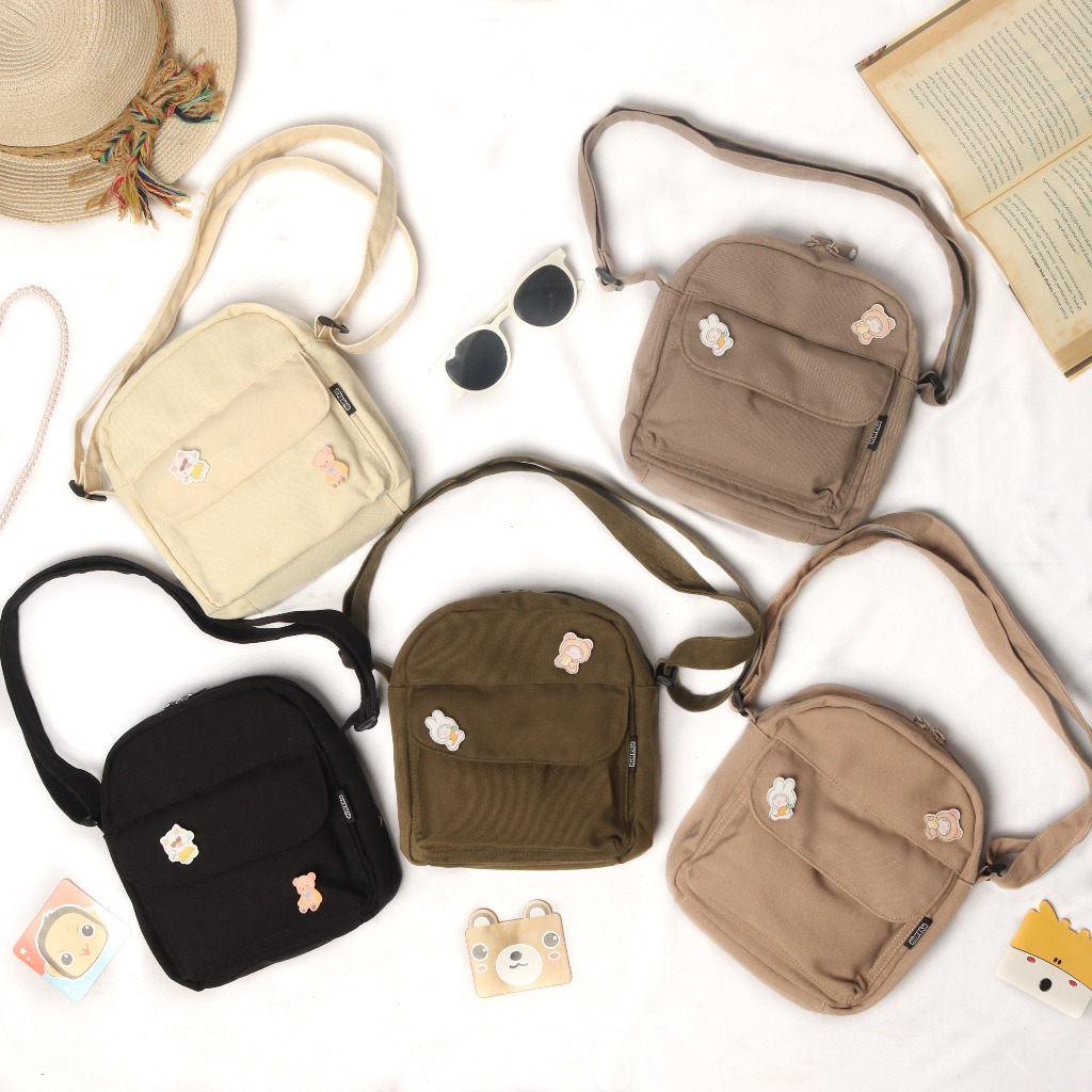 Himeku POO Slingbag Kanvas Premium - Tas Selempang Wanita Lucu