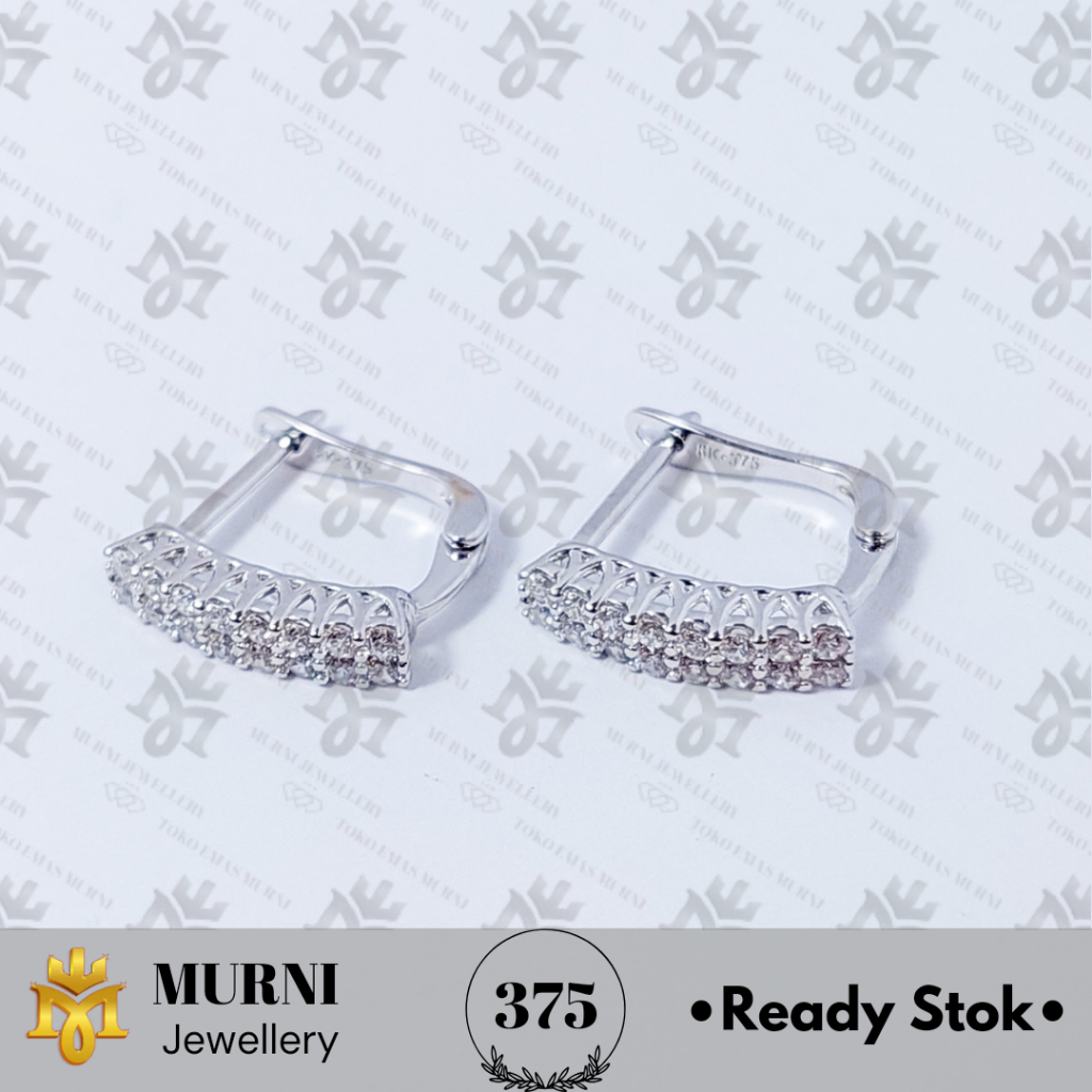 Anting Emas Muda Putih Asli 8K/375 Model Cor Baris - Toko Emas Murni