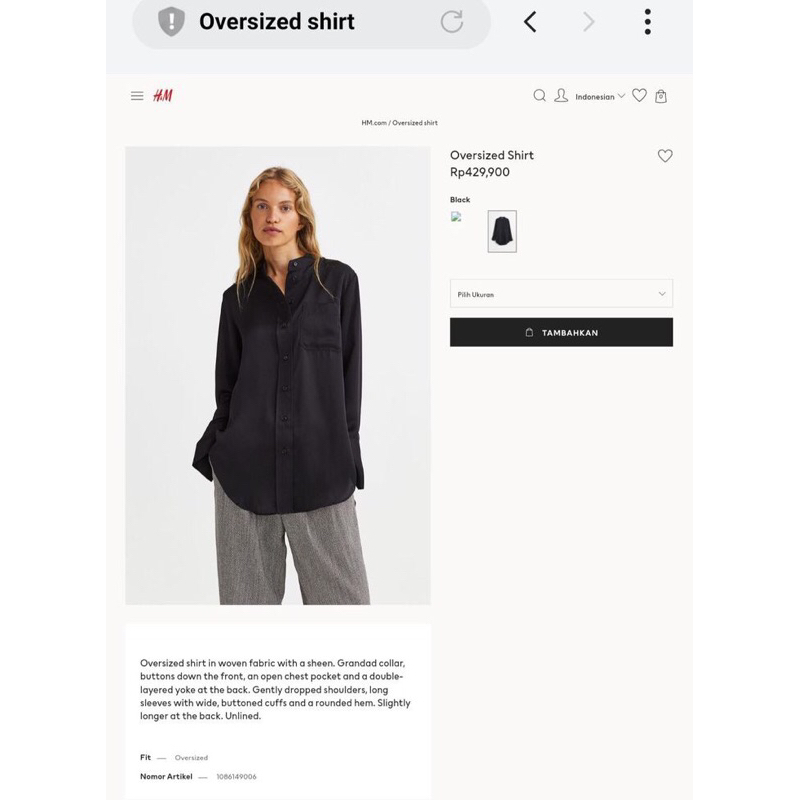 Kemeja H&M Original Wanita