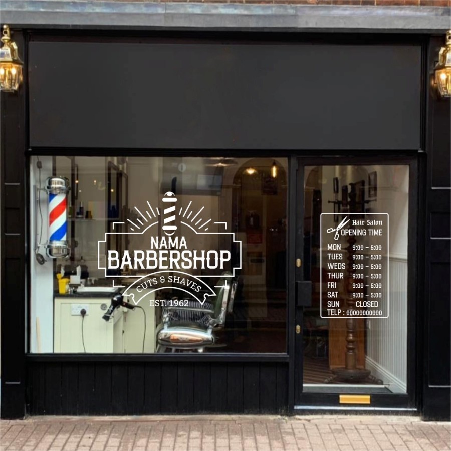Sticker Custom BARBERSHOP Hair Cut Shaves Stiker BARBERSHOP