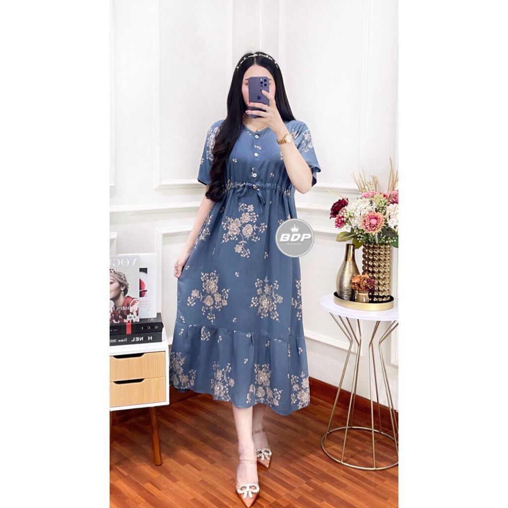 Daster wanita Panjang Rayon Grade A Busui Resleting Depan  Daster Velly Panjang Daster chibi Terbaru