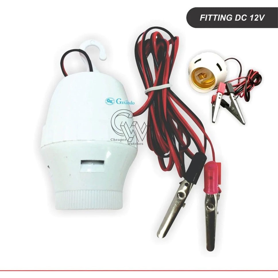 Fitting Lampu Aki DC 12V Fitting Jepit Aki E27 Fiting Gantung CW