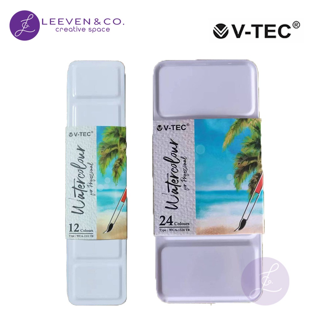

V-TEC WATERCOLOR CAKE TIN BOX 12 / 24 COLORS