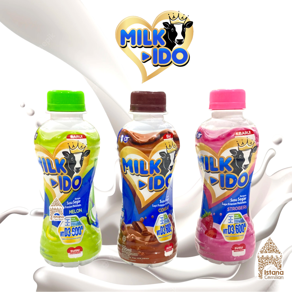 

Milk Ido / Milkido Minuman Susu Melon / Cokelat / Stroberi Botol 200 ML