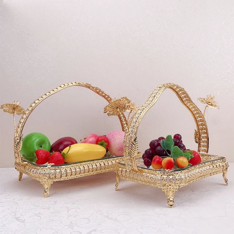 tray nampan kaca cake stand tempat kue tempat buah kaca