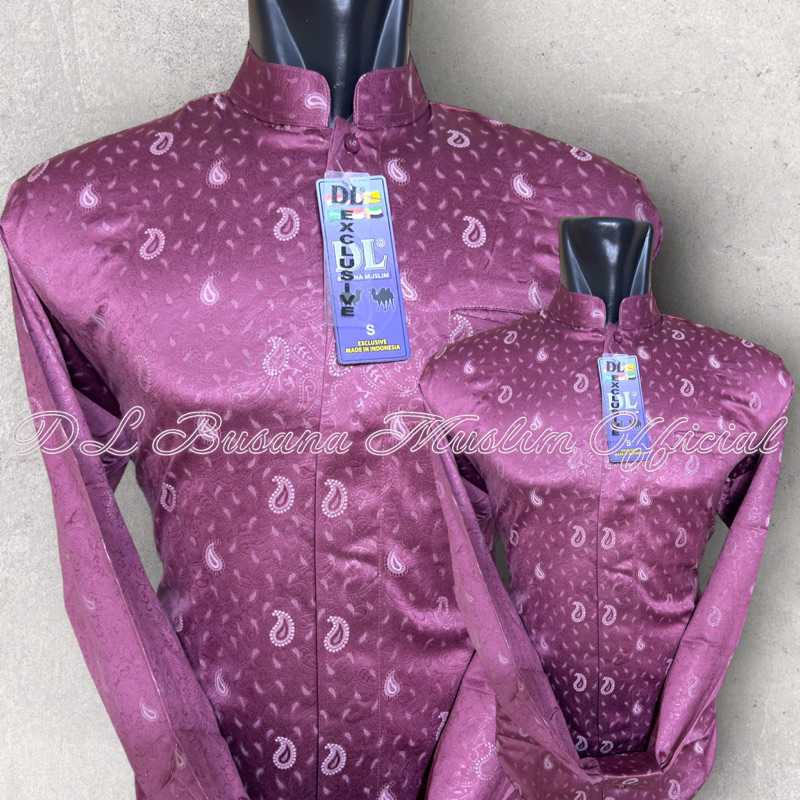 Baju Koko DL/ Baju Muslim DL Lengan Panjang Motif Bola Warna Ungu Lilac/ Violet, Baju Koko Warna Lav