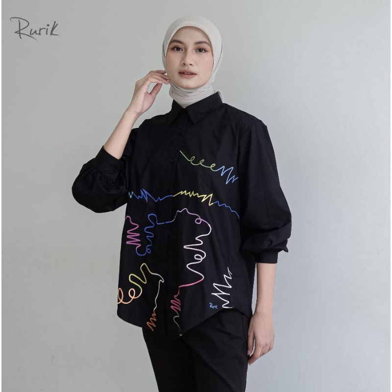 Rurik Doodle Embroidery Shirt Kemeja Wanita