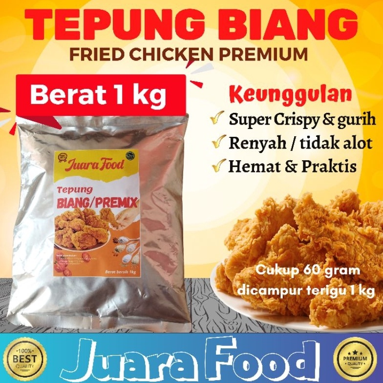 

Terk!!ni TEPUNG BIANG fried chicken premium 1 kg juara food bumbu inti premix Discount Today