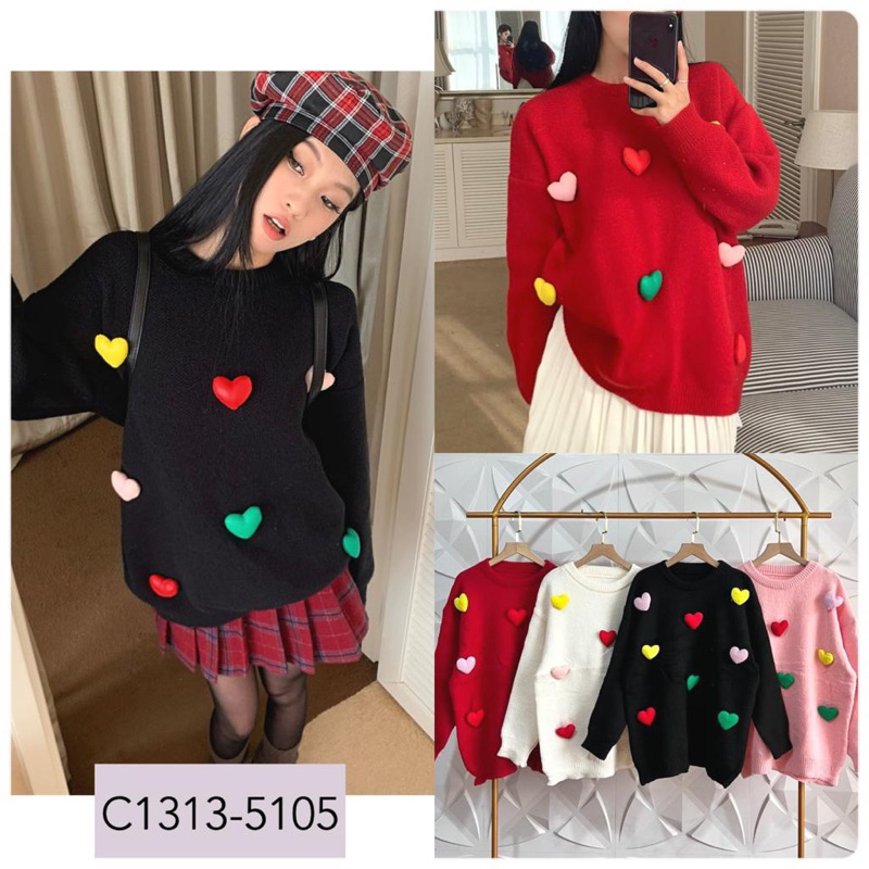 sweater love timbul sweater rajut premium