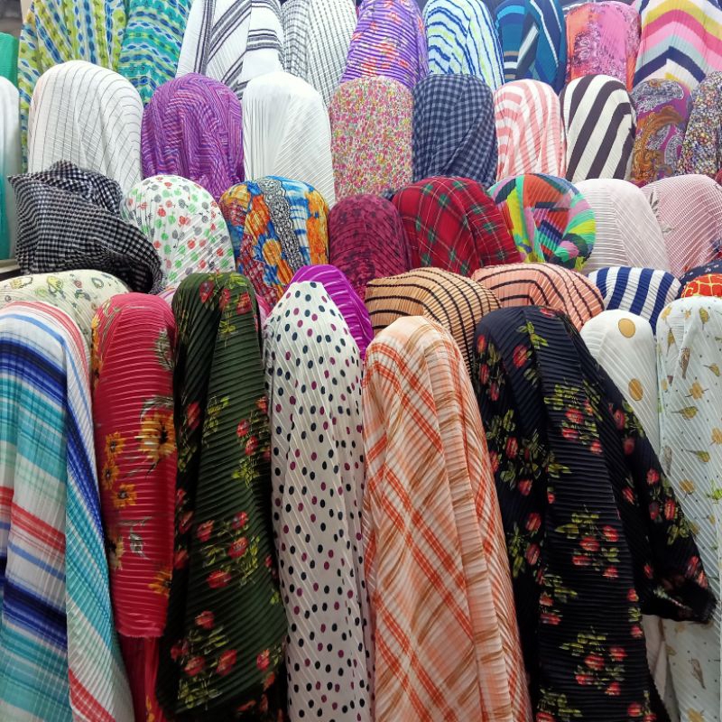 Kain Zara Plisket - Kain Plisket Motif Bunga | Harga Per 0,5M