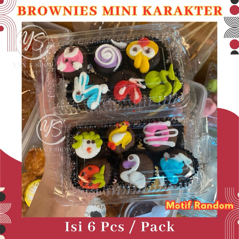 

BROWNIES / KUE BROWNIS MINI BULAT KARAKTER ISI 6 HOMEMADE PREMIUM