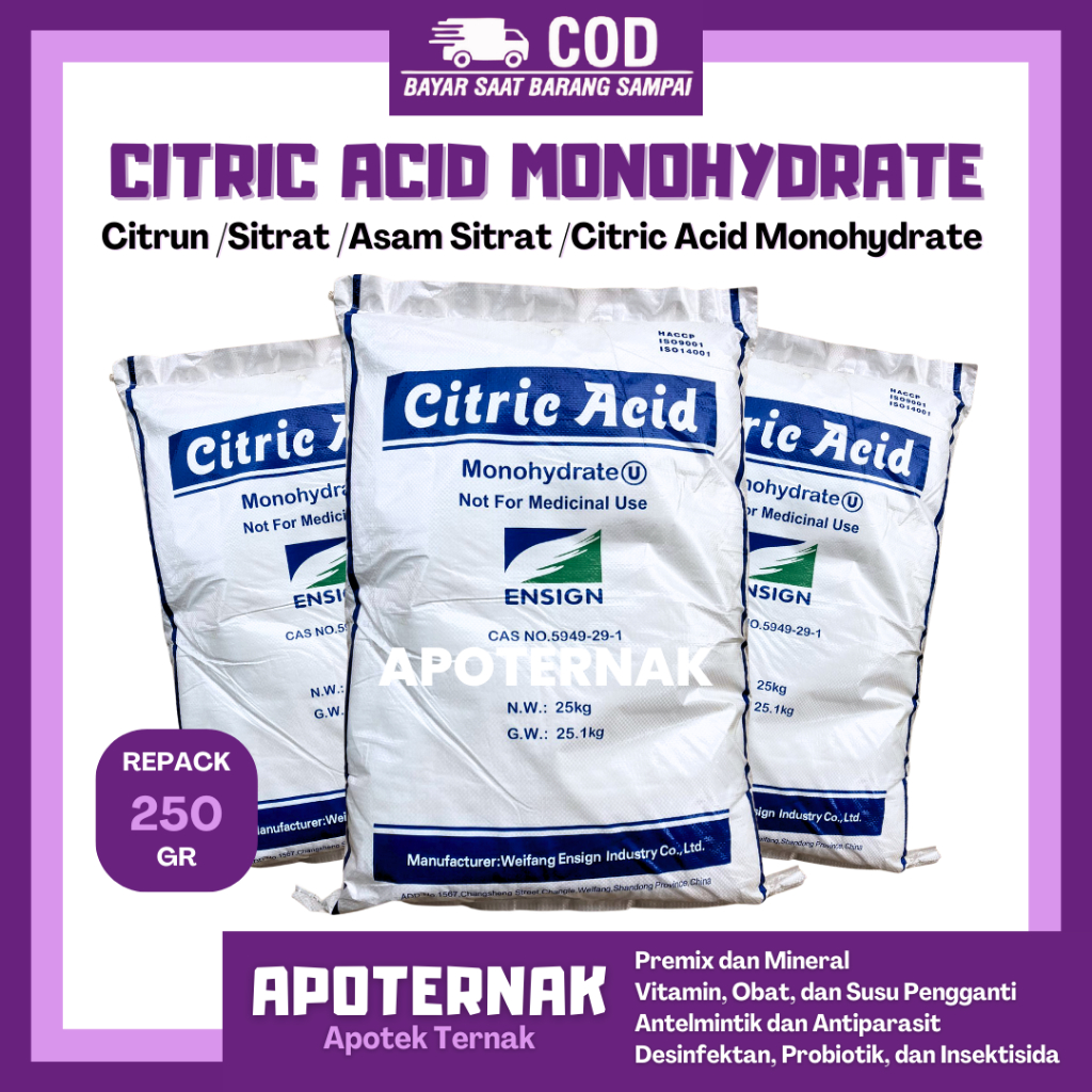 

CITRIC ACID FOOD GRADE 250gr - Sitrun - Citrun - Sitrat - Sitrun Makanan - Asam Sitrat - Citric Acid Monohydrate