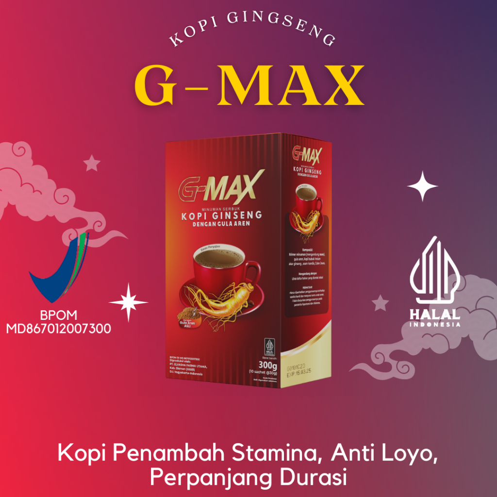 kopi penambah stamina seksual laki  kopi kuat pria tahan lama sex paling laris  G-MAX 1 BOX ISI 10 S