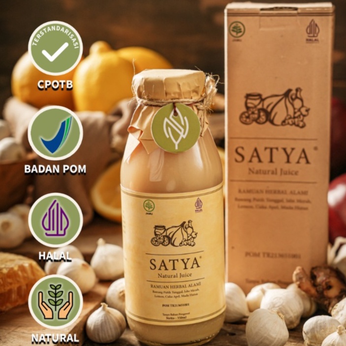 

Diskon➚ SATYA Jus Bawang Putih Tunggal Jahe Merah Lemon Madu Hutan Cuka Apel BAHAN ALAMI dengan BPOM 50