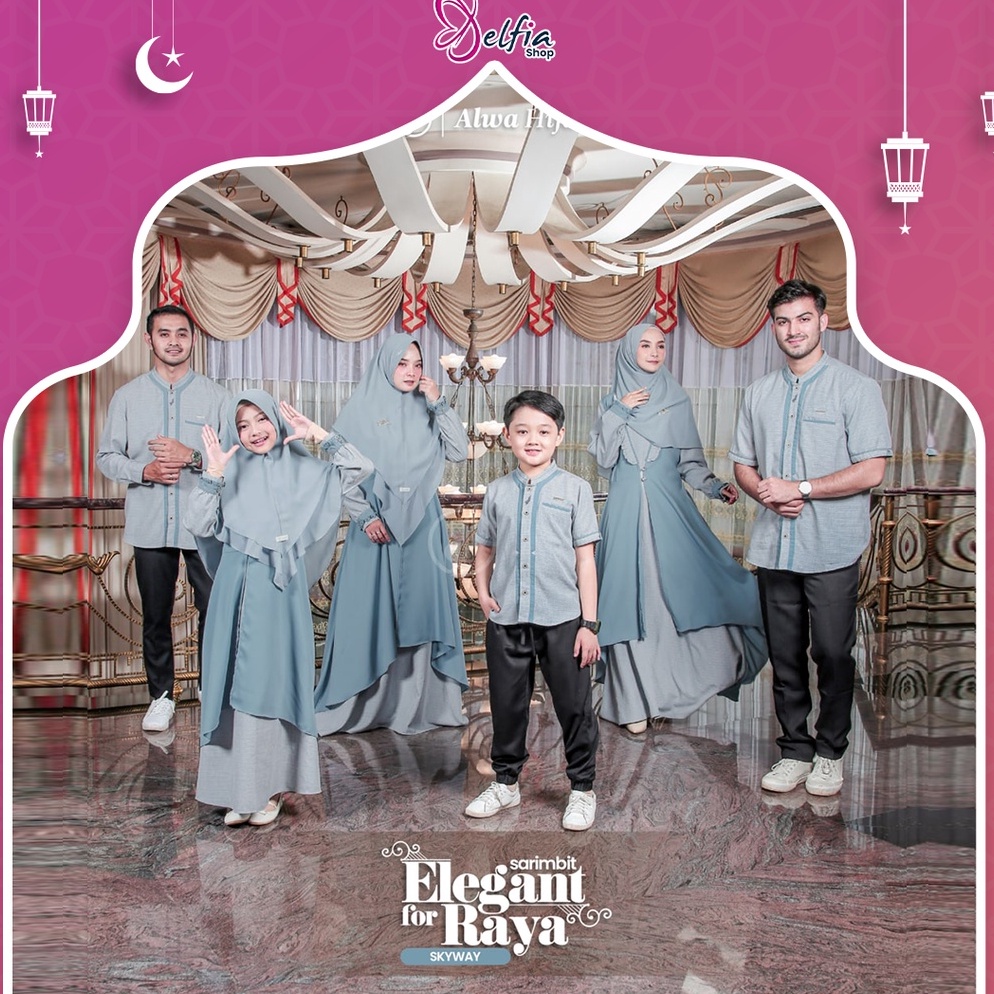 Kode KWJ753 Sarimbit Keluarga Terbaru 2023 Alwa Hijab Elegant For Raya Gamis Koko Couple Pasangan Ay