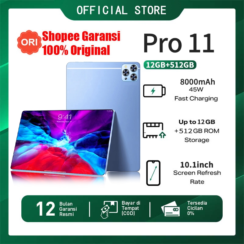 Asli Tablet Pro11 Baru Tablet PC 12GB + 512GB Android 8/10.0inch Layar Full Screen Layar Besar Wifi 