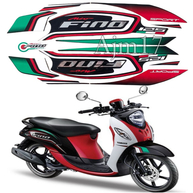 STIKER STRIPING MOTOR FINO 125 2016 MERAH HITAM LIS HIJAU