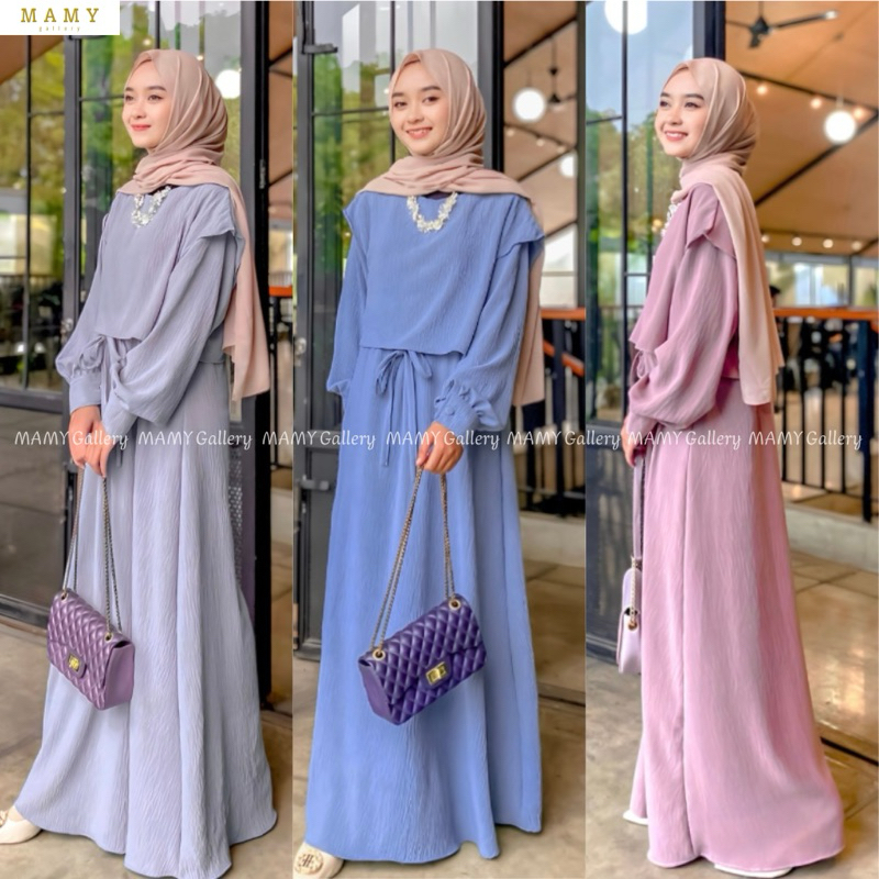 Fedora Gamis Rompi Depan Belakang Bahan Cringkle Airflow Premium Busui Friendly