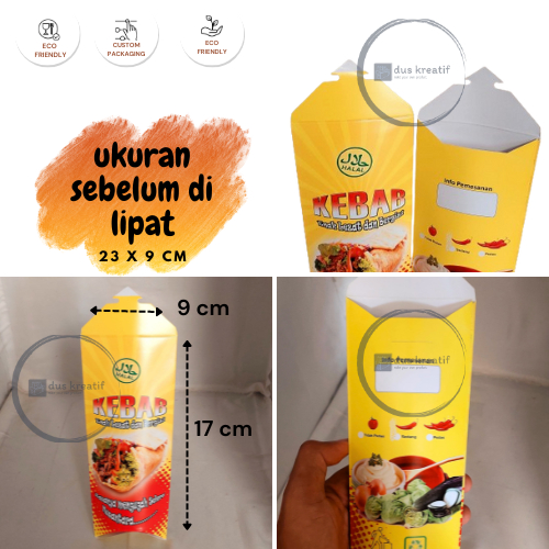 

Box kebab/Dus kebab/kemasan kebab 50pcs Full Colour model slip bahan Art Carton
