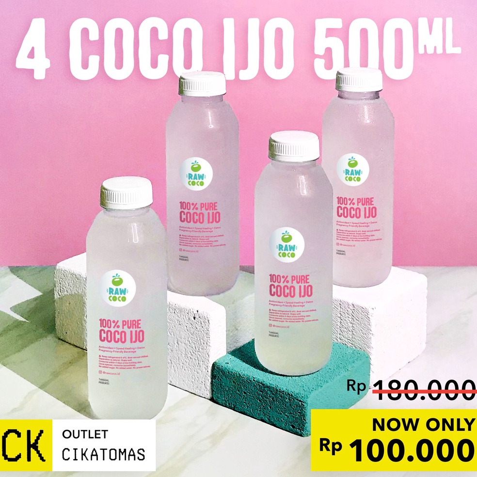 

[C9A80] Paket 4x Coco Ijo 500ml - Air Kelapa Hijau Murni Big Sale