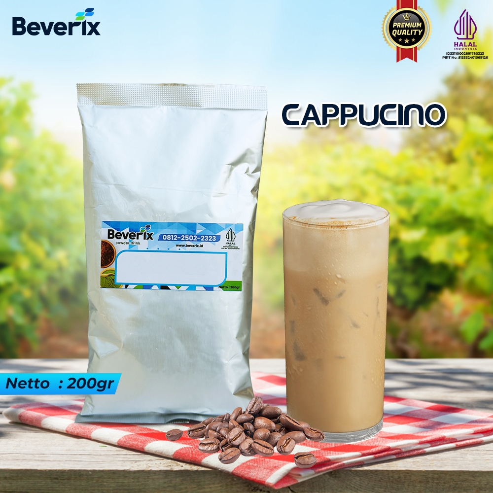 

Bubuk Kopi Rasa Cappucino Premium 3IN1 Beverix Powder Drink Kemasan 200 gram