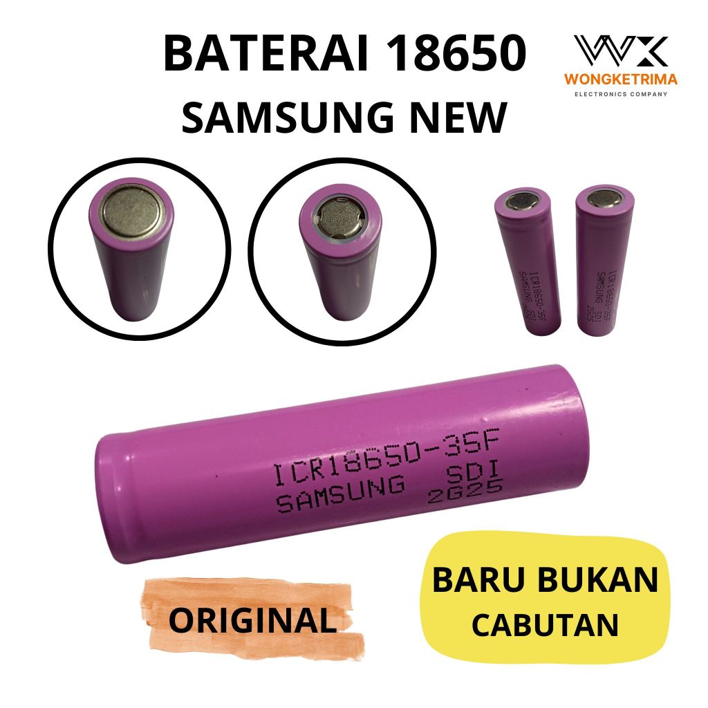 Baterai 18650 Samsung INR18650 SDI 3SE 2G25 Baru bukan cabutan