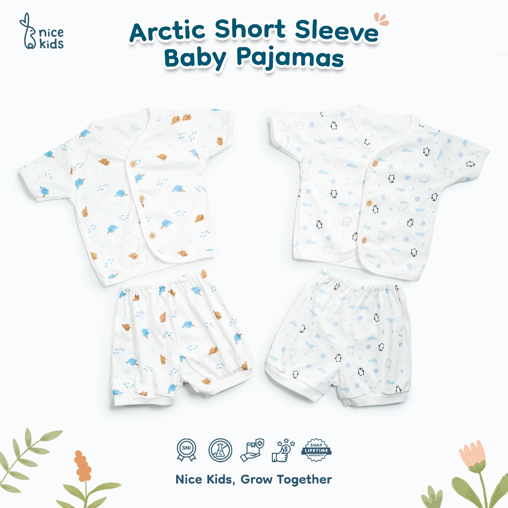 Nice Kids - ARCTIC COLLECTION Short Baby Pajamas (Motif Piyama 0-12 Bulan) Piyama Baju Tidur Anak Bayi Newborn Pattern Motif