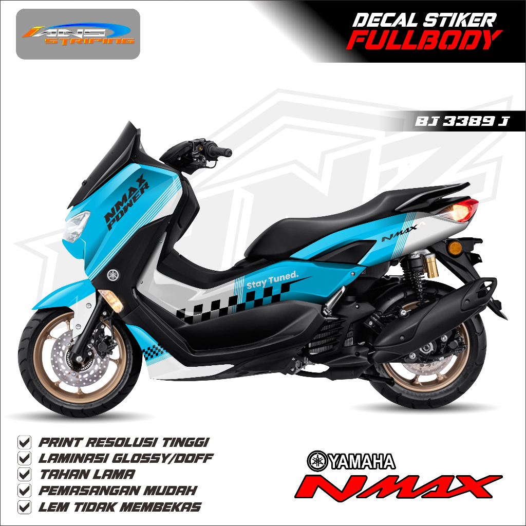 BJ 3389-STIKER MOTOR NMAX ALL TIPE-STIKER GRATIS CUSTOM NAMA VARIASI DESAIN FULL BODY